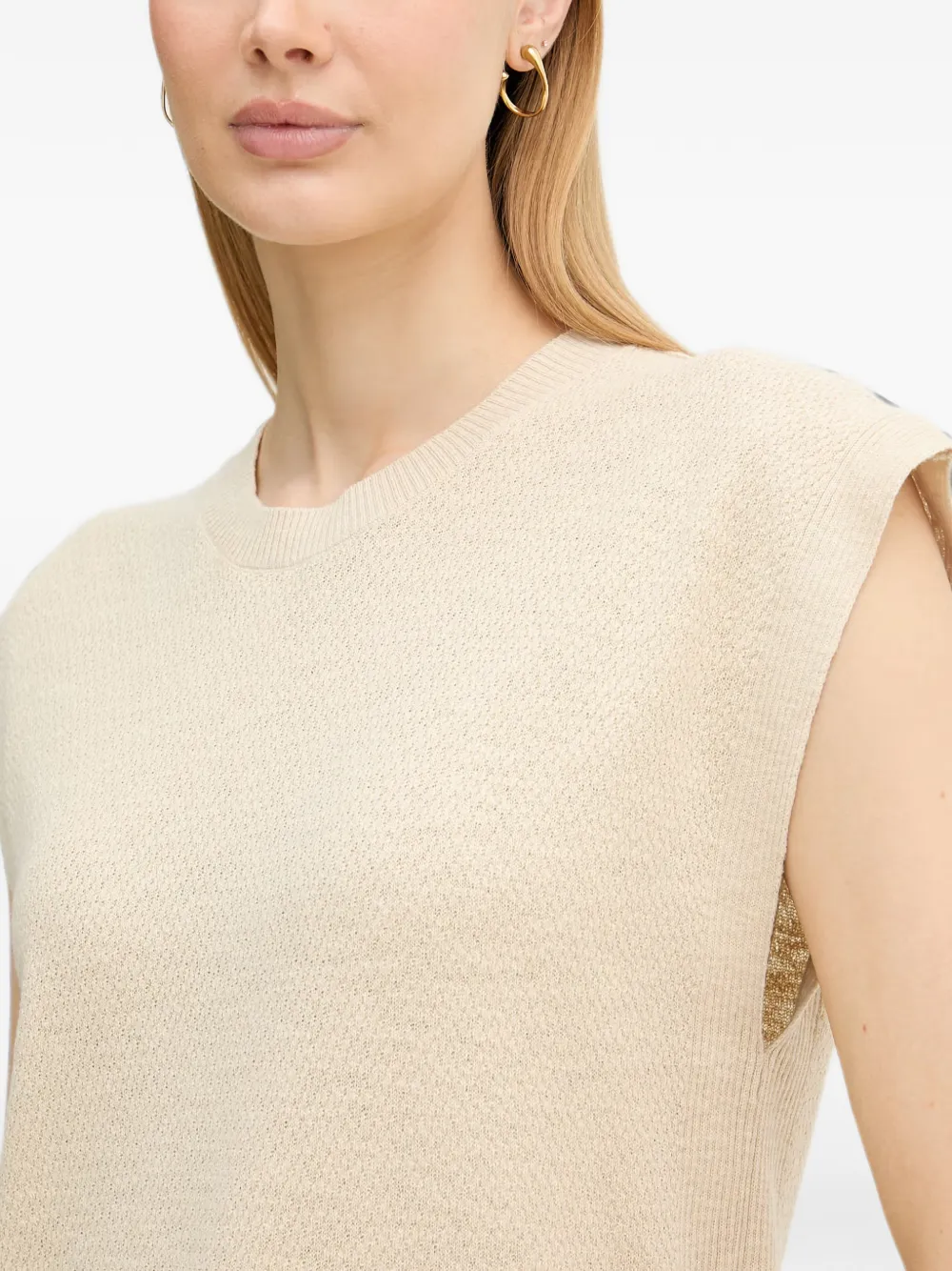 Benetton Gebreide trui met geribbelde afwerking Beige