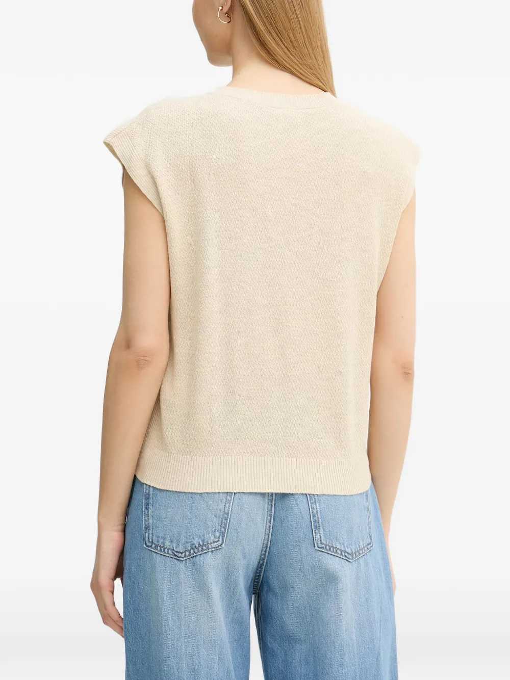 Benetton Gebreide trui met geribbelde afwerking Beige