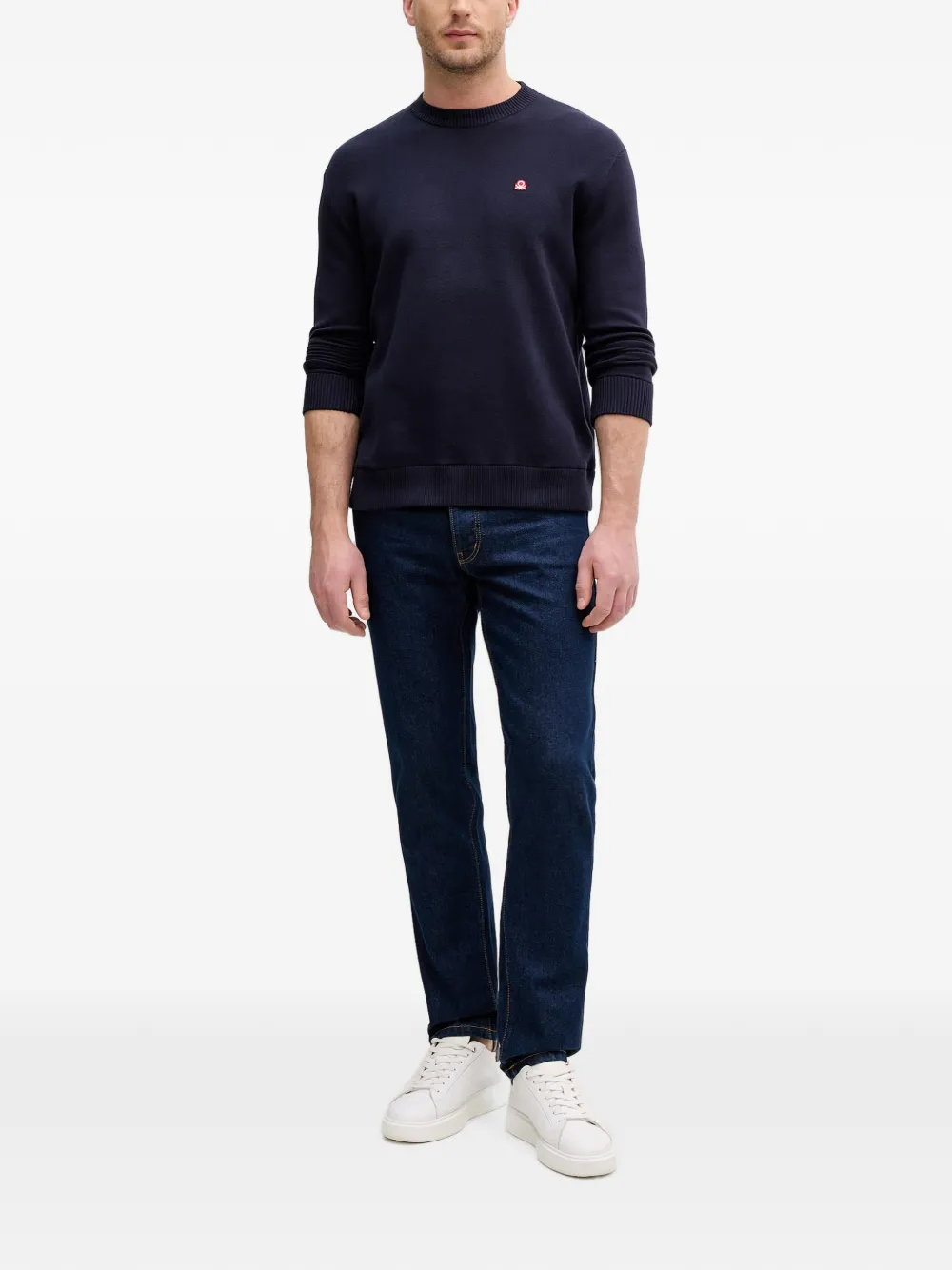 Benetton Sweater met logopatch Blauw