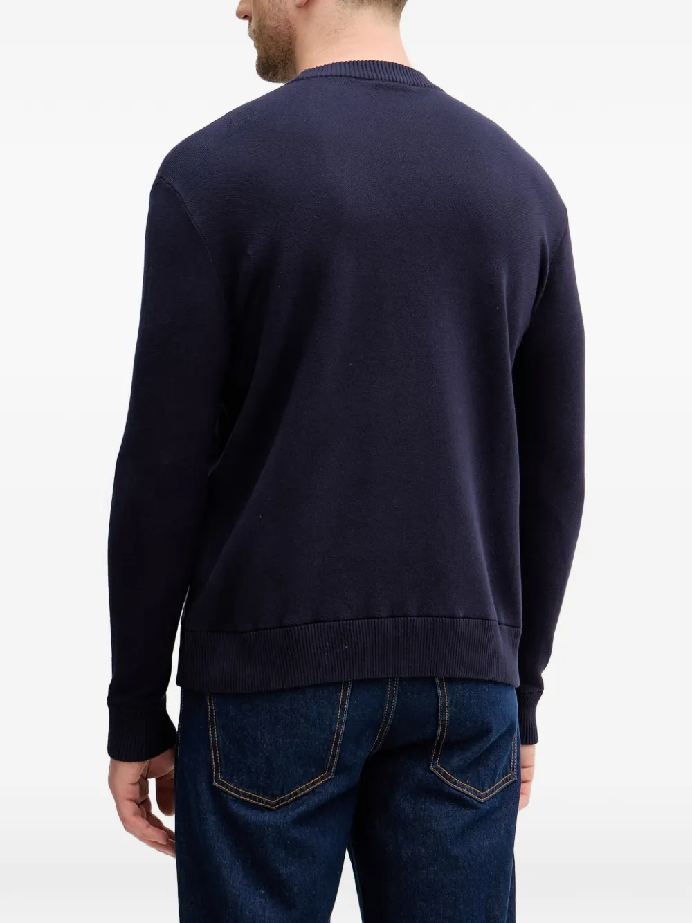 Benetton Sweater met logopatch Blauw