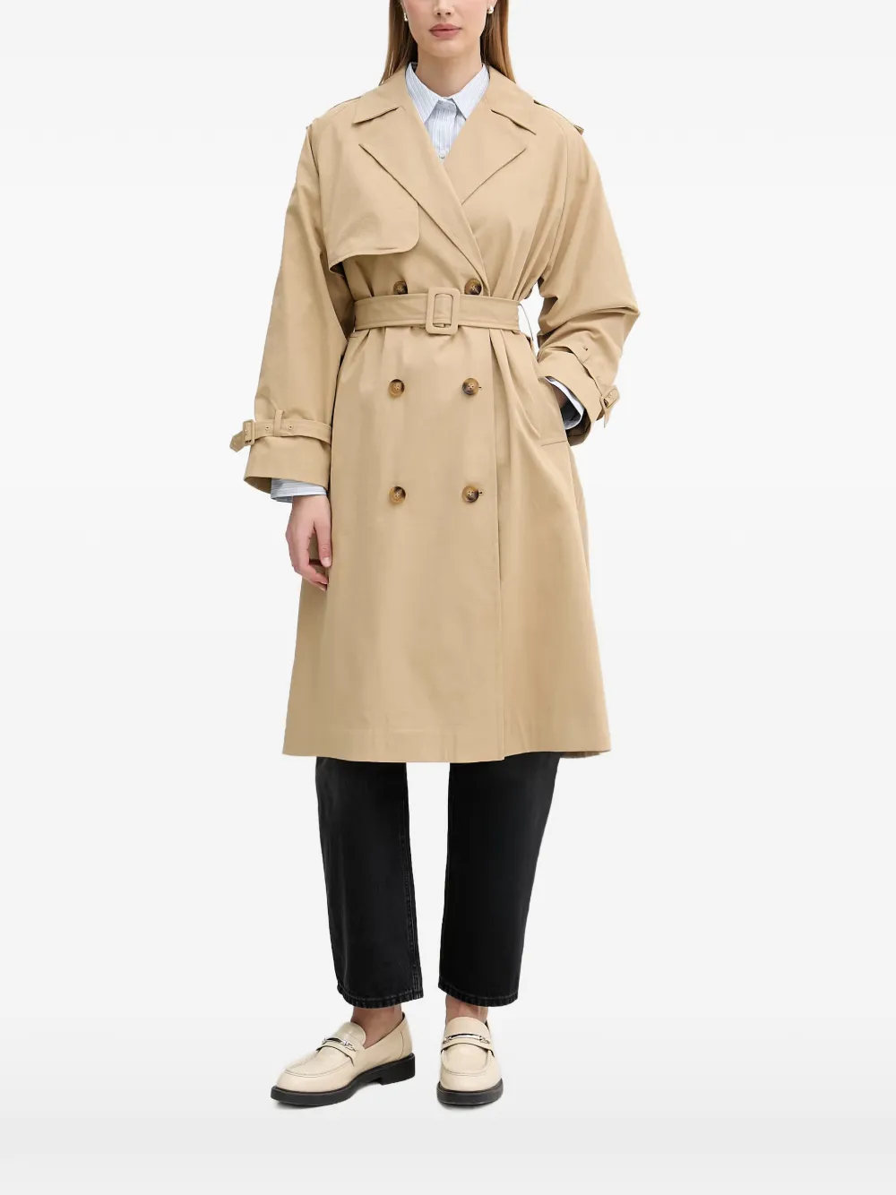 Benetton double-breasted belted trench coat - Toni neutri