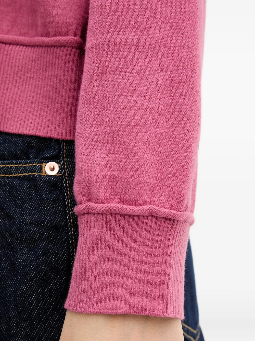 Benetton Trui met V-hals en geribbelde afwerking Roze