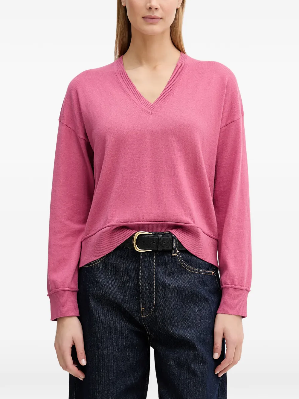 Benetton V-neck ribbed-trim sweater - Rosa