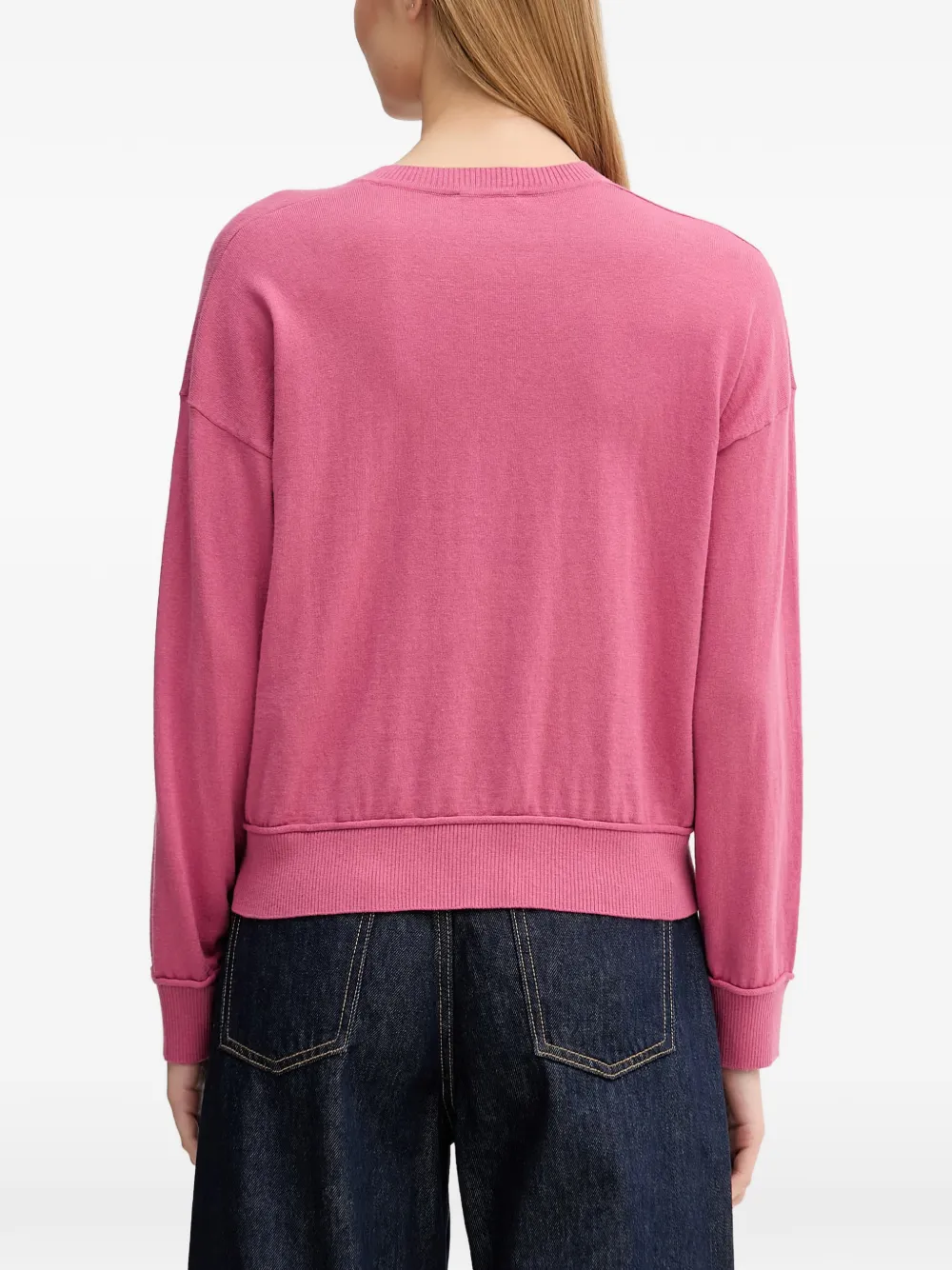 Benetton Trui met V-hals en geribbelde afwerking Roze