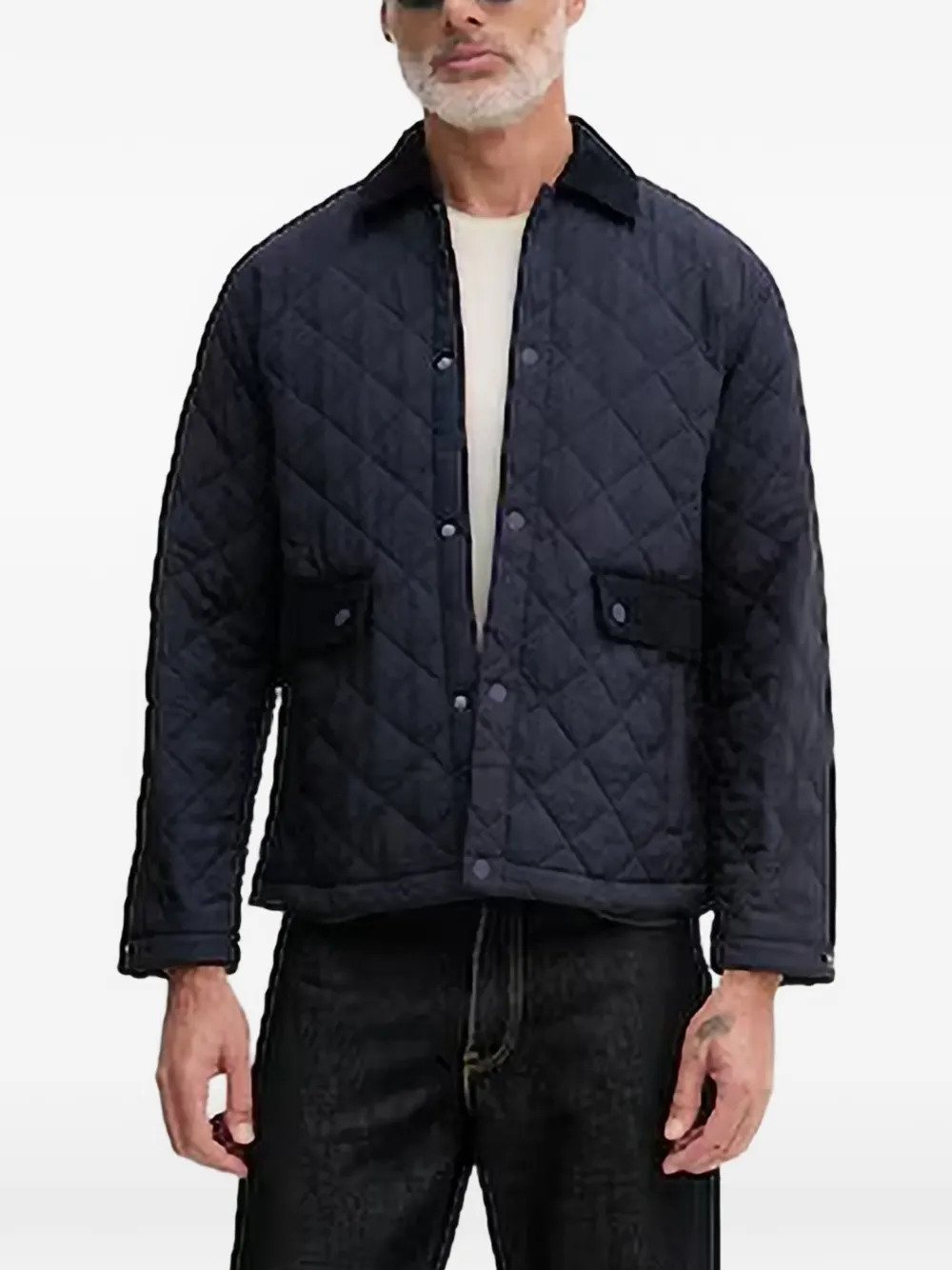 Benetton quilted corduroy-collar jacket - Blu