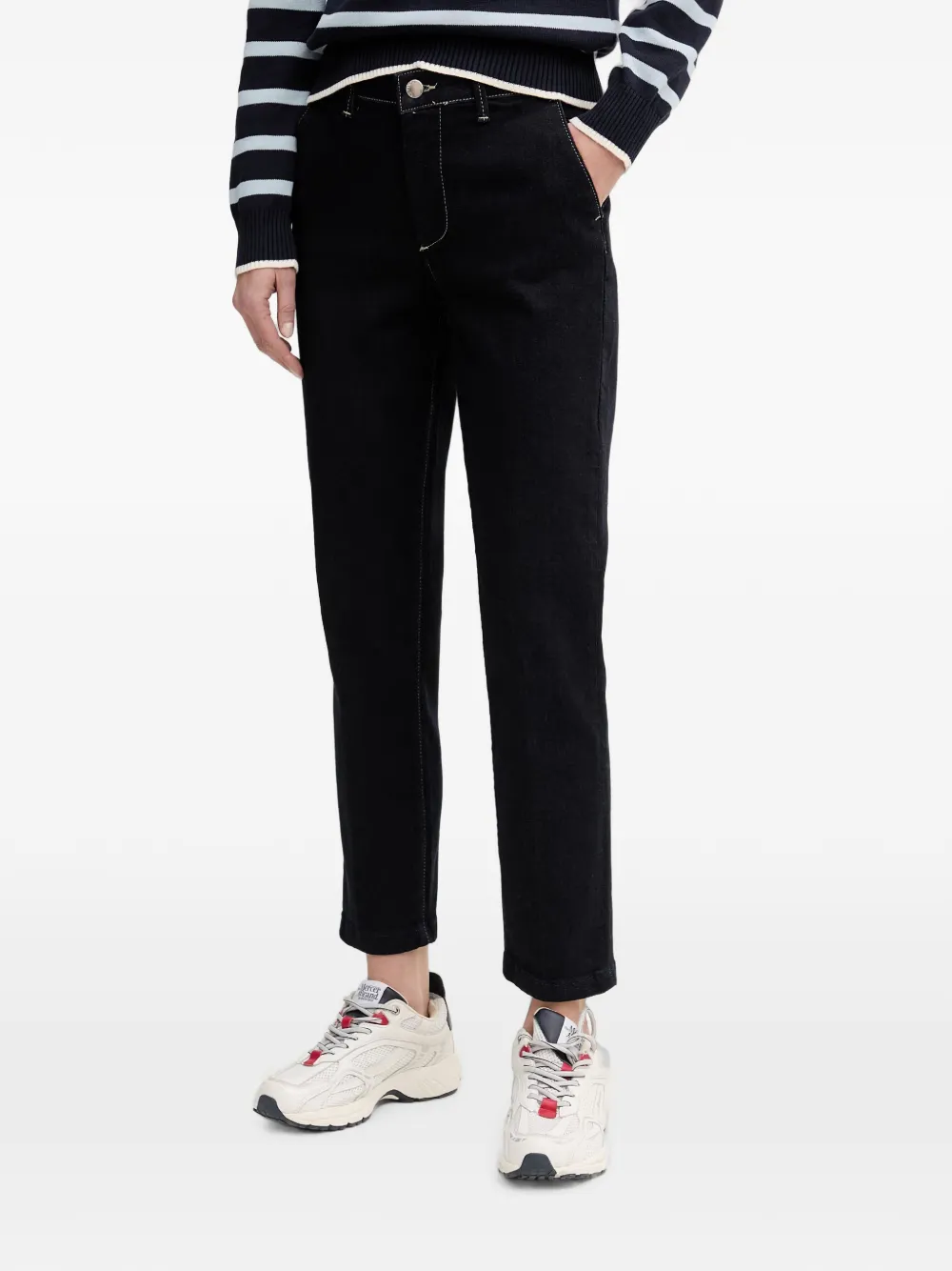 Benetton contrast-stitch straight-leg jeans - Nero