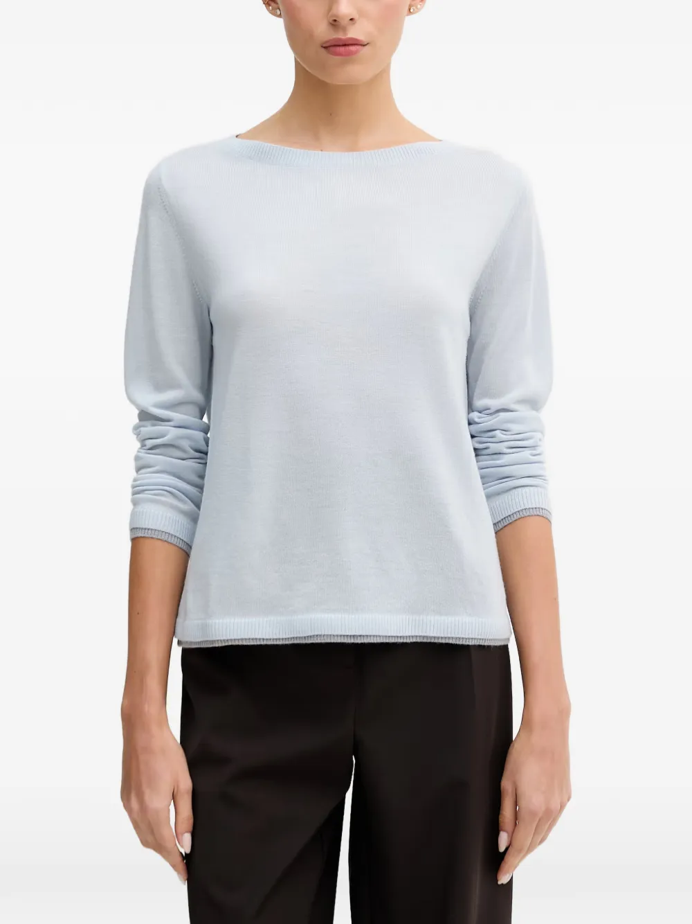 Benetton ribbed-trim boat-neck sweater - Blau