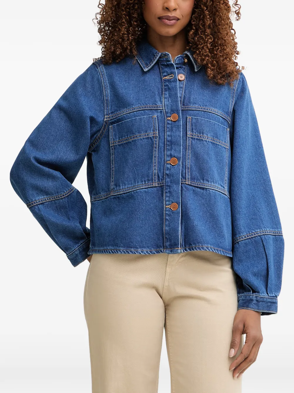 Benetton contrast-stitch denim jacket - Blau