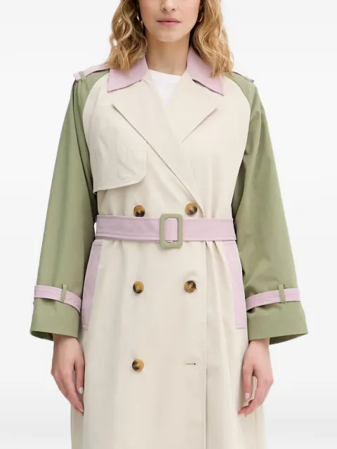 Benetton double-breasted colour-block trench coat