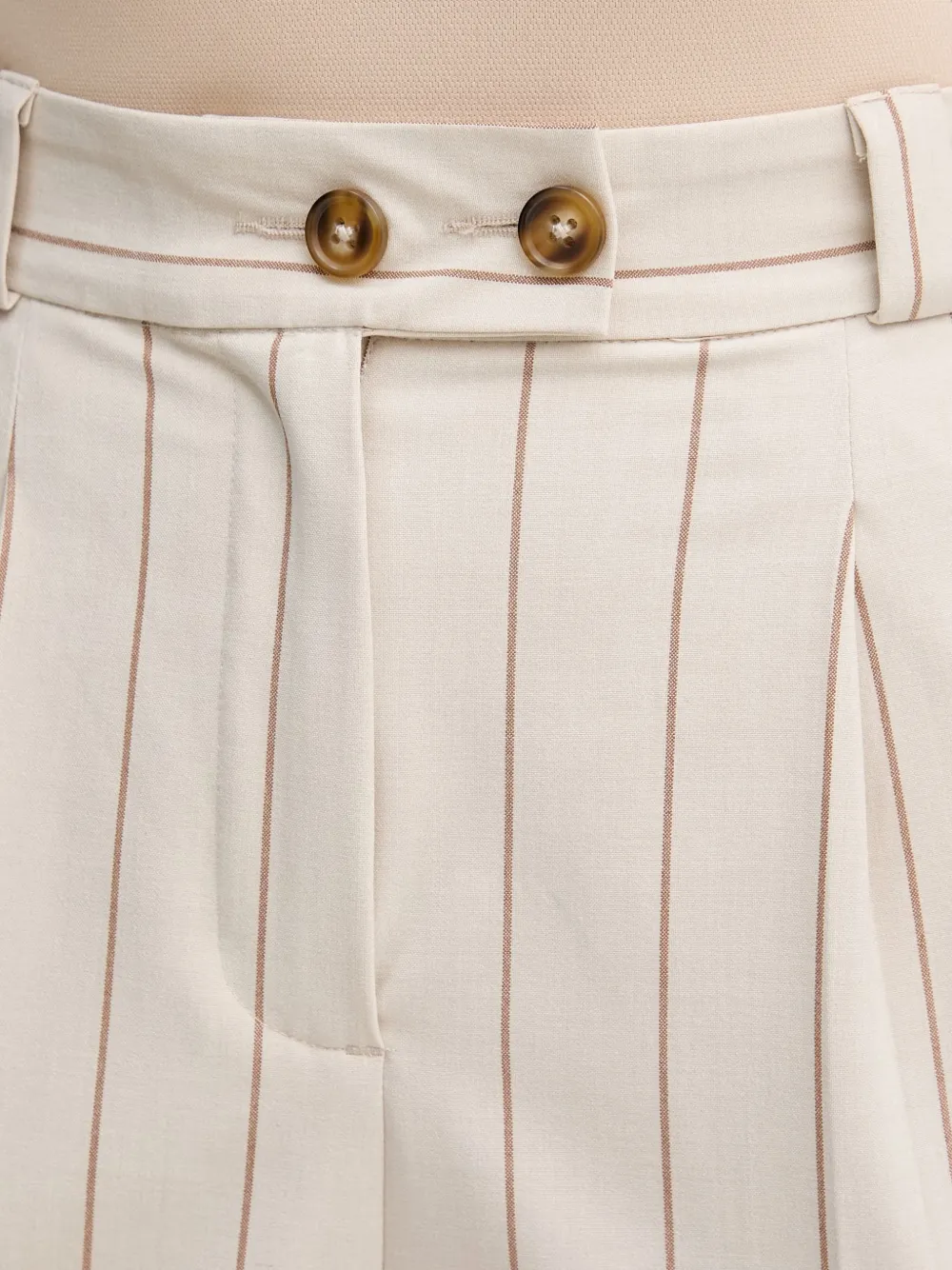 Benetton Plooibroek met krijtstreep Beige