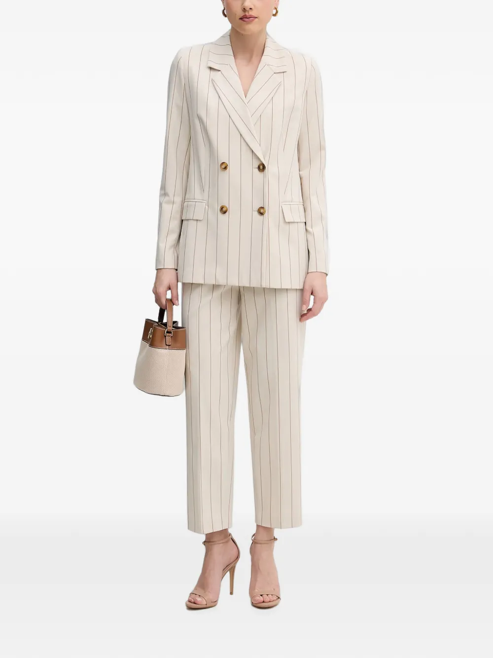Benetton Plooibroek met krijtstreep Beige