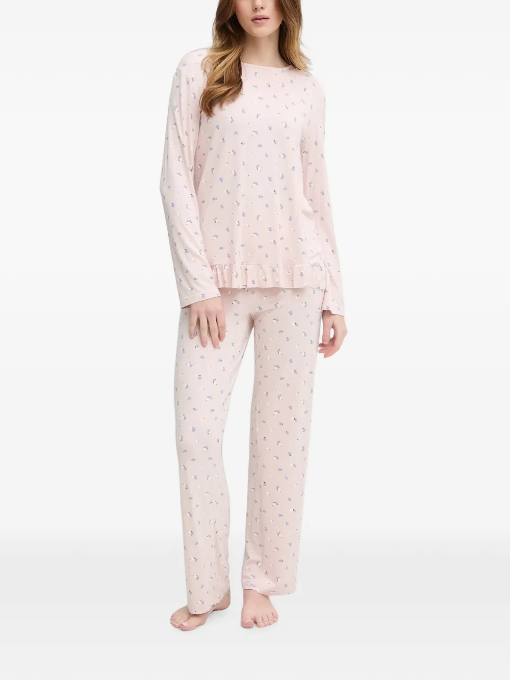 Benetton floral-print ruffled nightwear set - Rosa