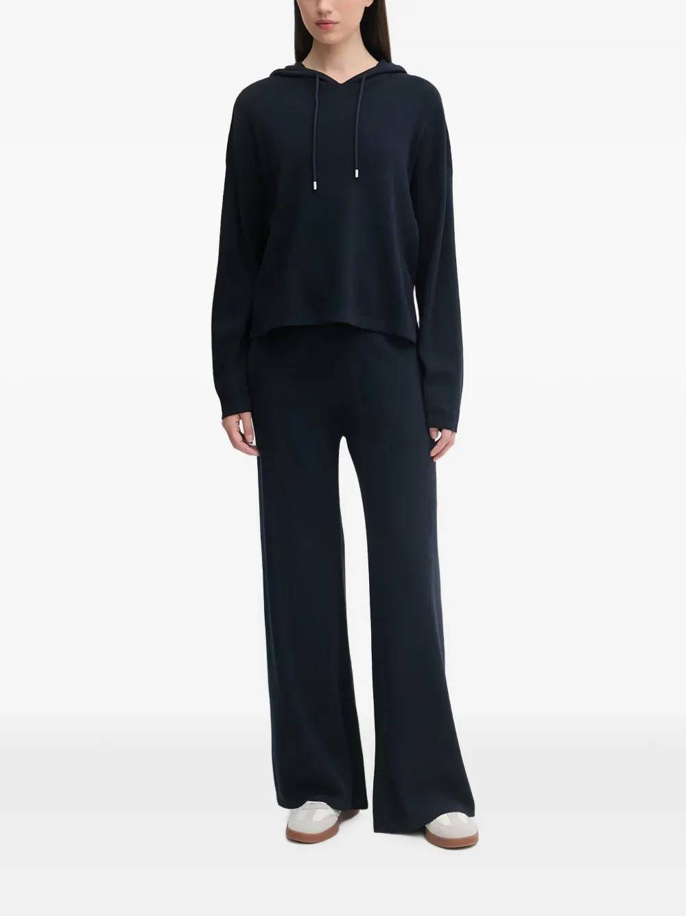 Benetton Hoodie met trekkoord en zijsplit Blauw