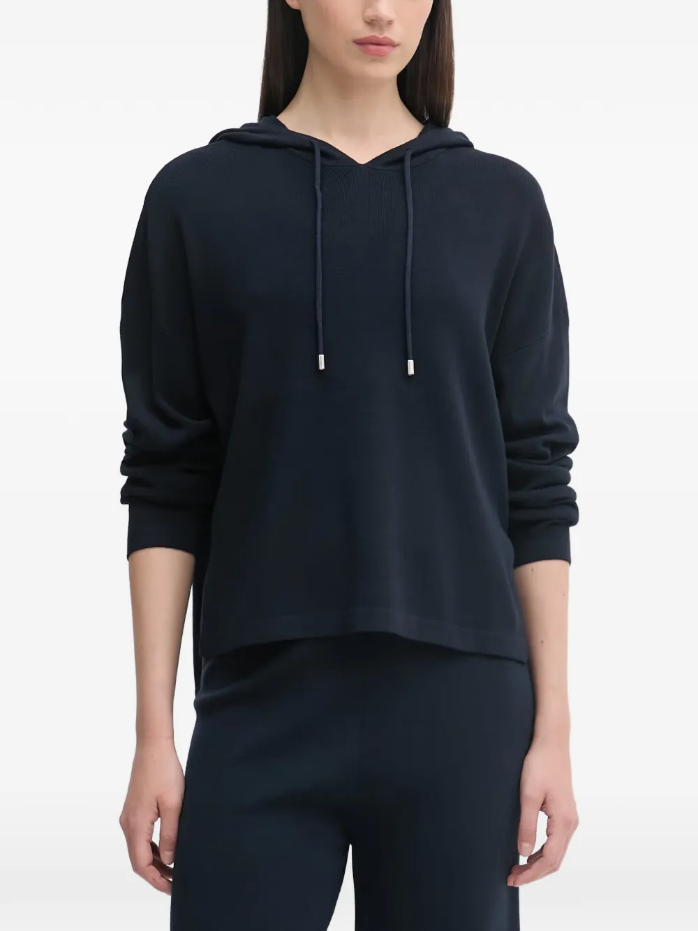 Benetton drawstring-hood side-slit hoodie - Blu