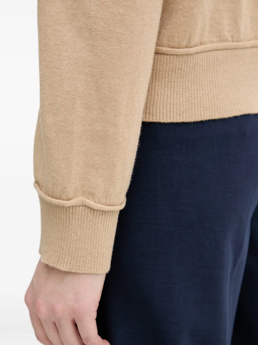 Benetton Trui met V-hals en geribbelde afwerking Beige