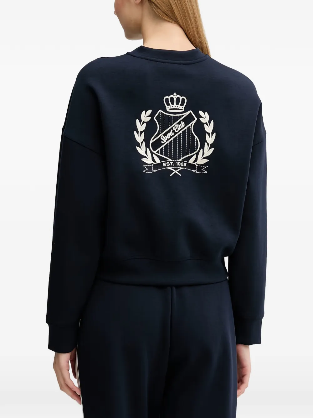 Benetton Sweater met geborduurd logo Blauw