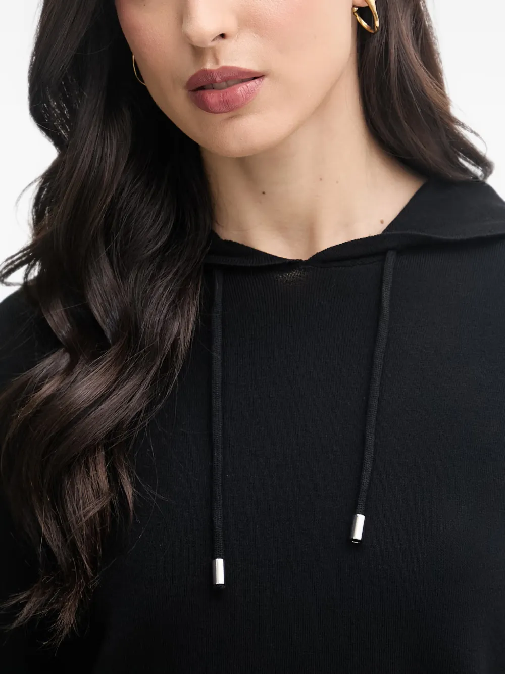Benetton Hoodie met trekkoord en zijsplit Zwart
