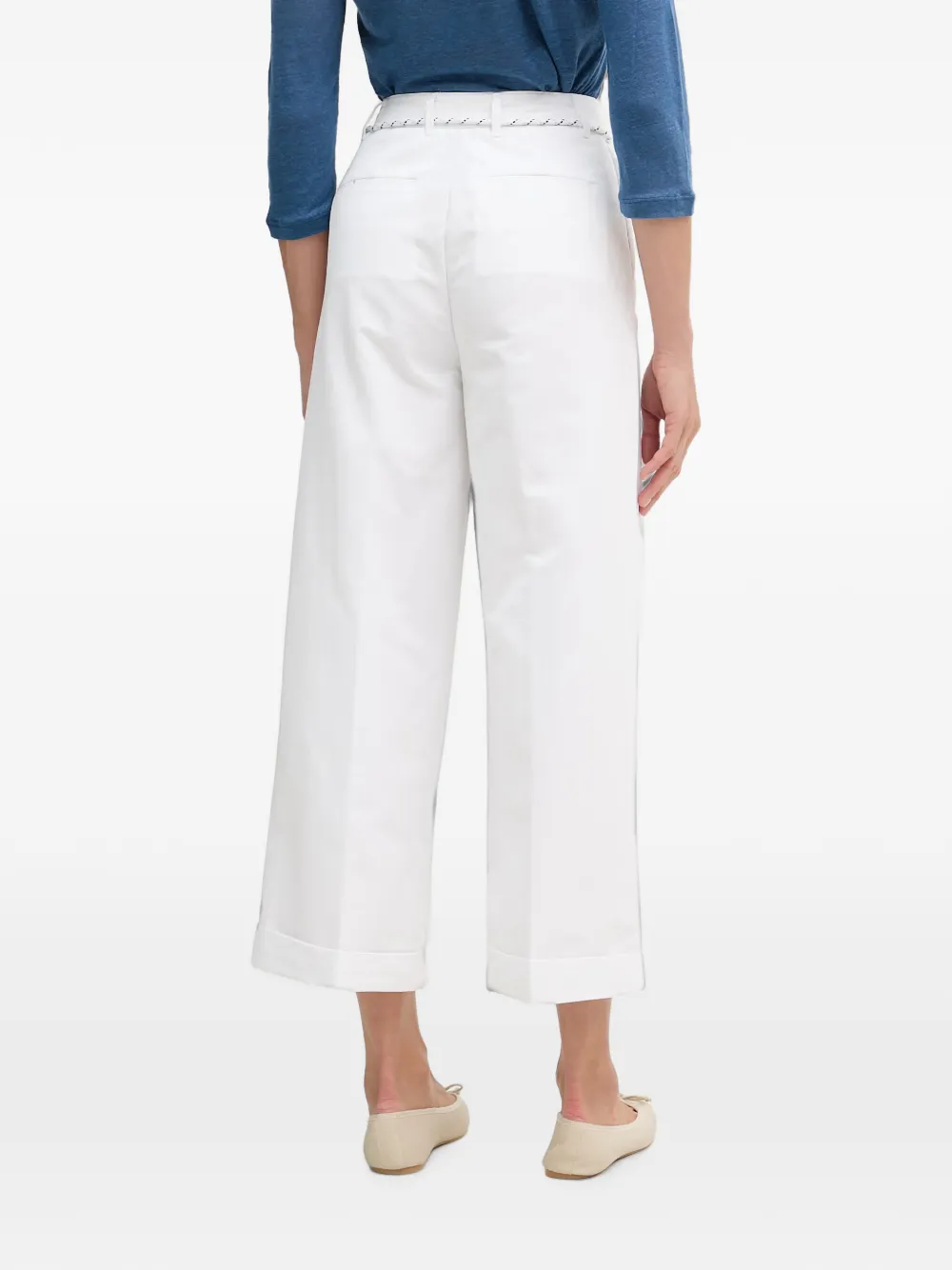 Benetton Cropped broek met ceintuur Wit