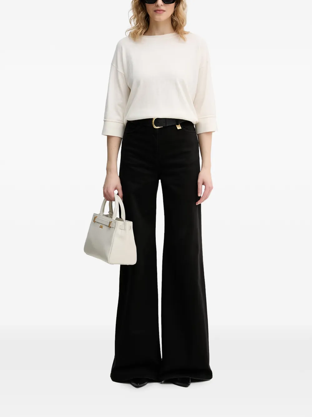 Benetton Trui met cropped mouwen Wit