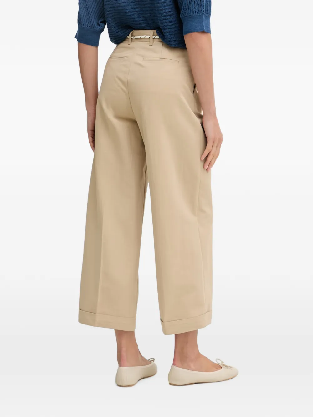Benetton Plooibroek met touw ceintuur Beige