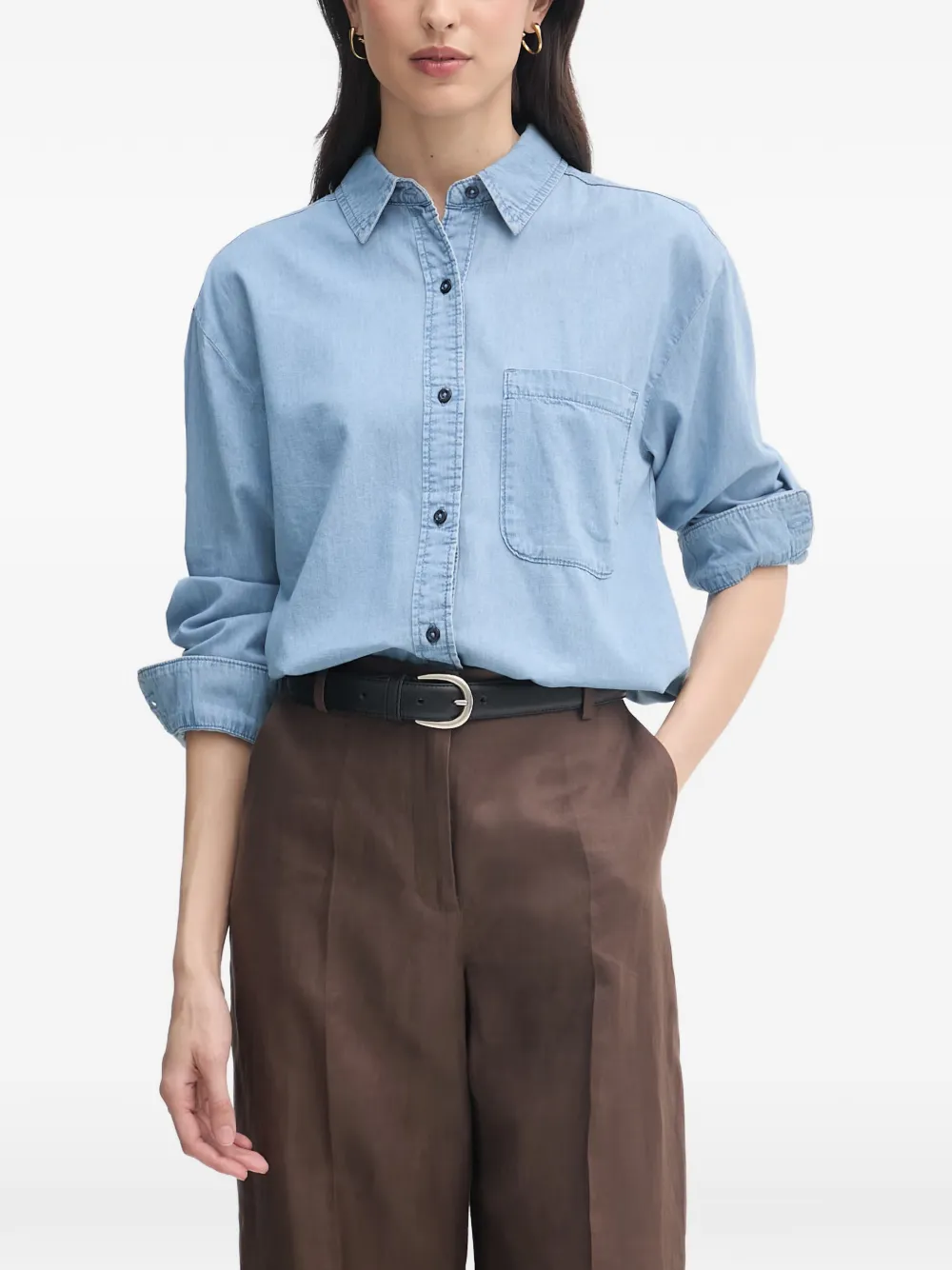 Benetton patch-pocket long-sleeve shirt - Blau