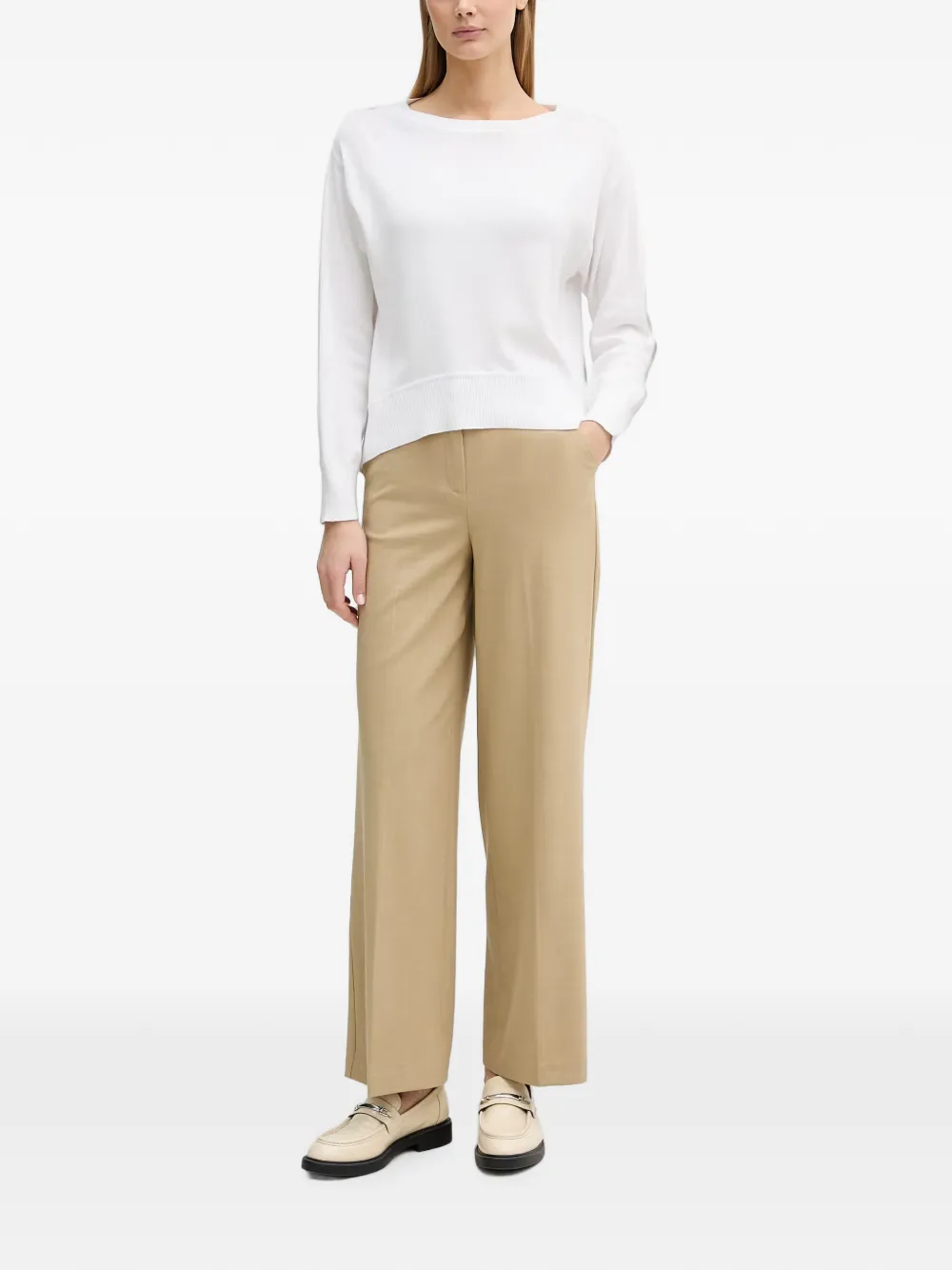 Benetton Trui met geribbelde afwerking Wit
