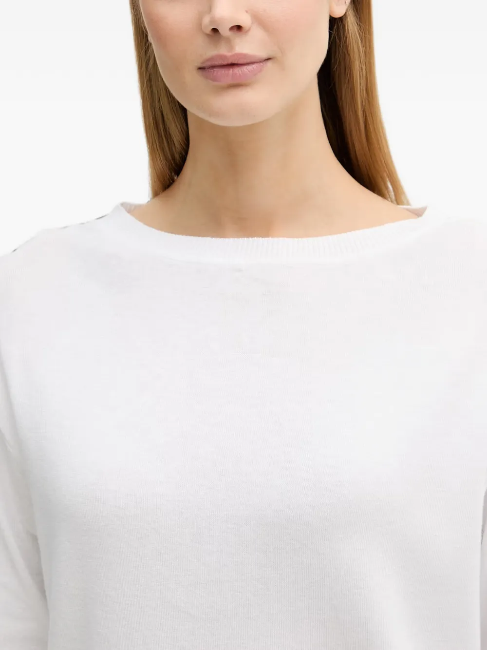 Benetton Trui met geribbelde afwerking Wit