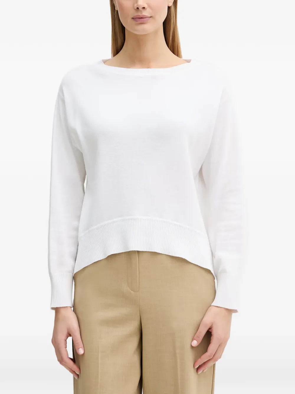 Benetton ribbed-trim sweater - Bianco