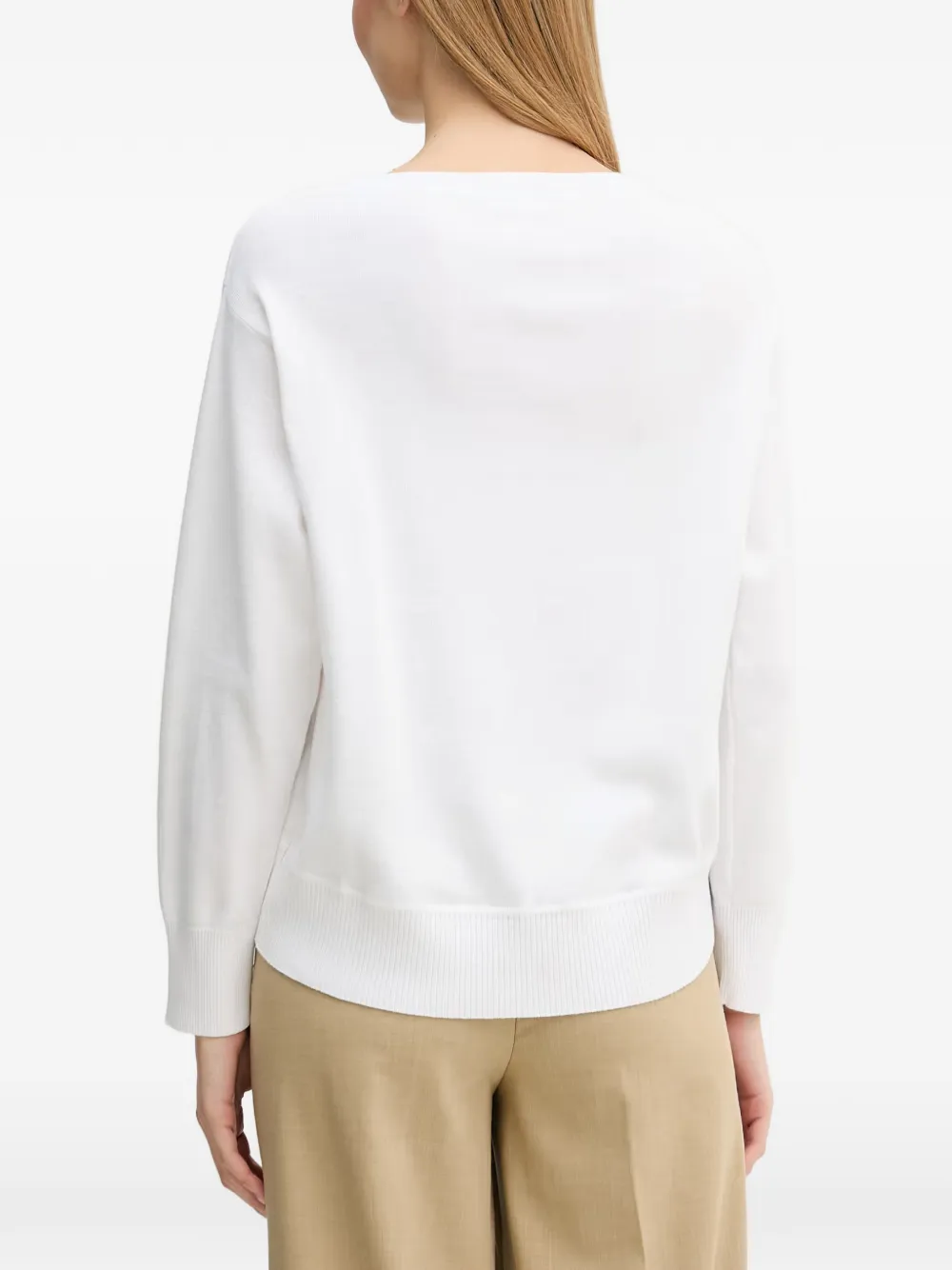 Benetton Trui met geribbelde afwerking Wit