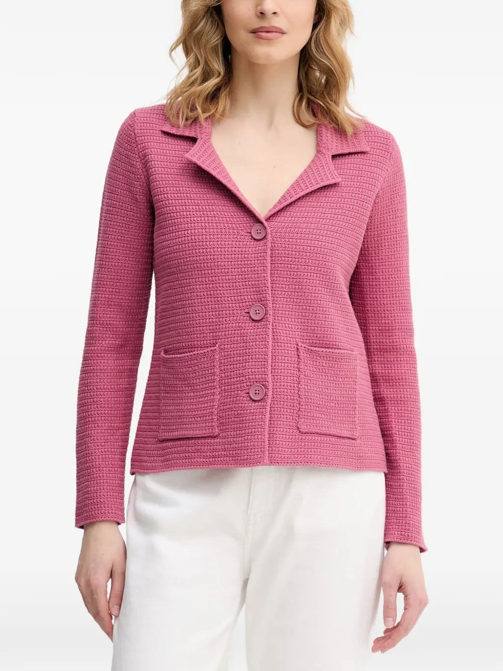 Benetton textured button-up cardigan - Rosa