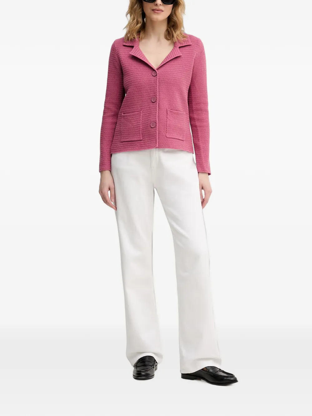 Benetton Button-up vest met textuur Roze