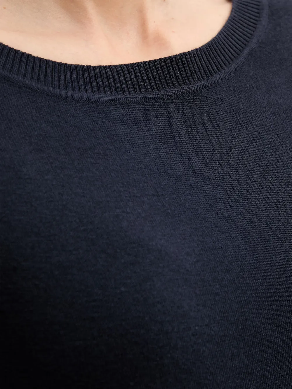 Benetton Trui met geribbelde afwerking en ronde hals Blauw