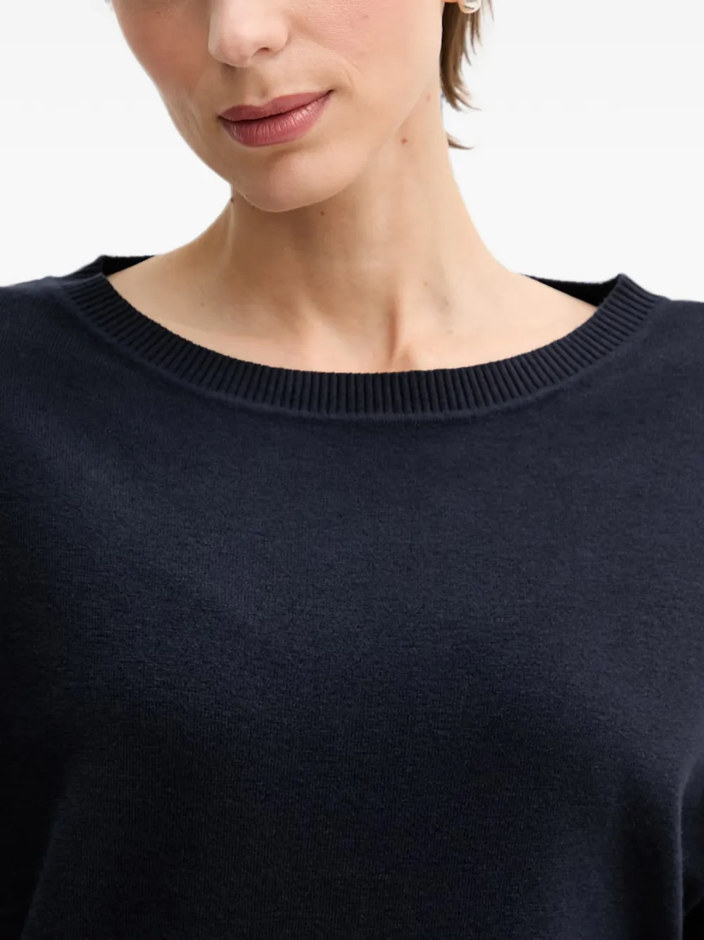 Benetton Trui met geribbelde afwerking en ronde hals Blauw