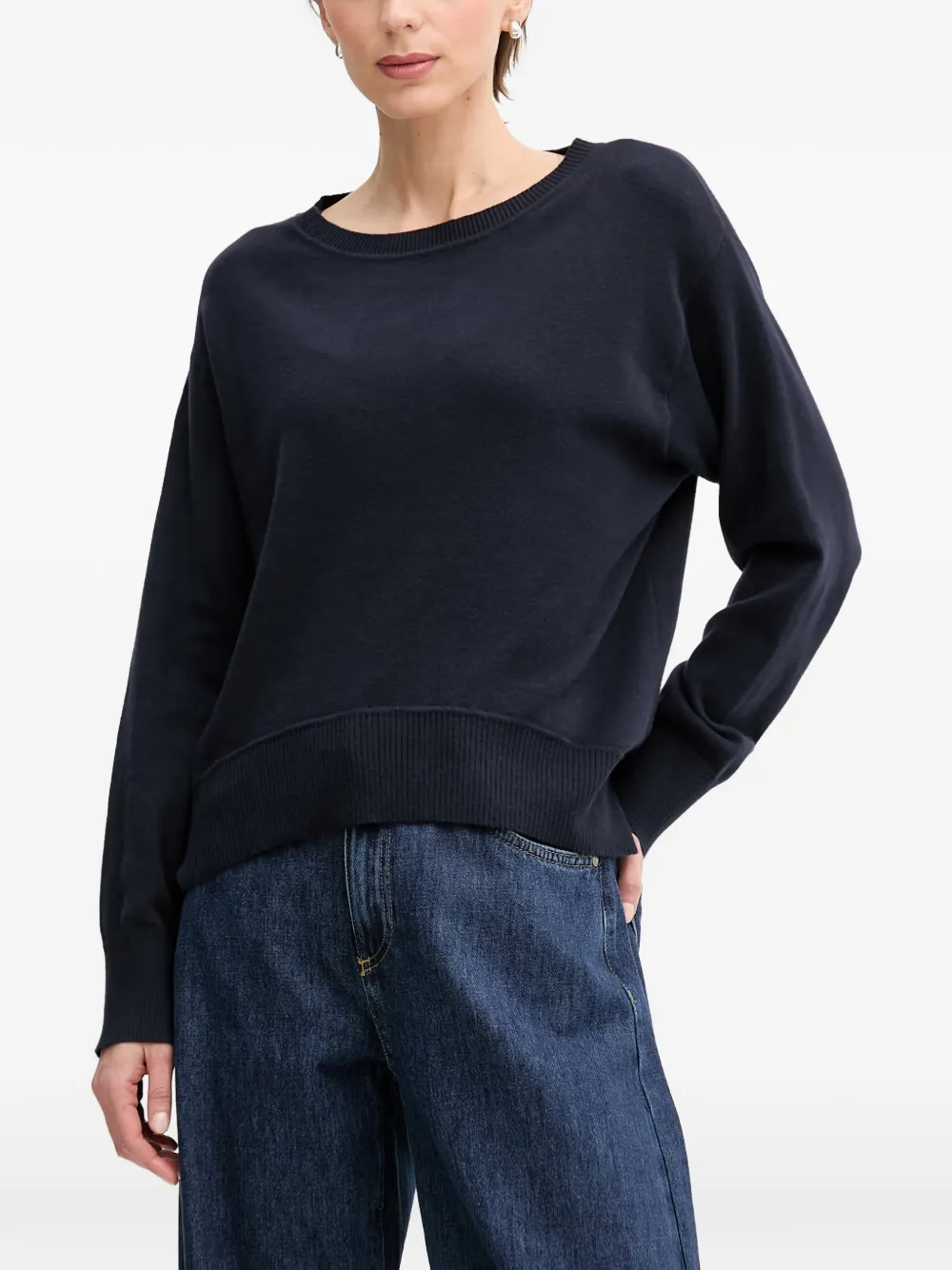 Benetton ribbed-trim crew-neck sweater - Blau