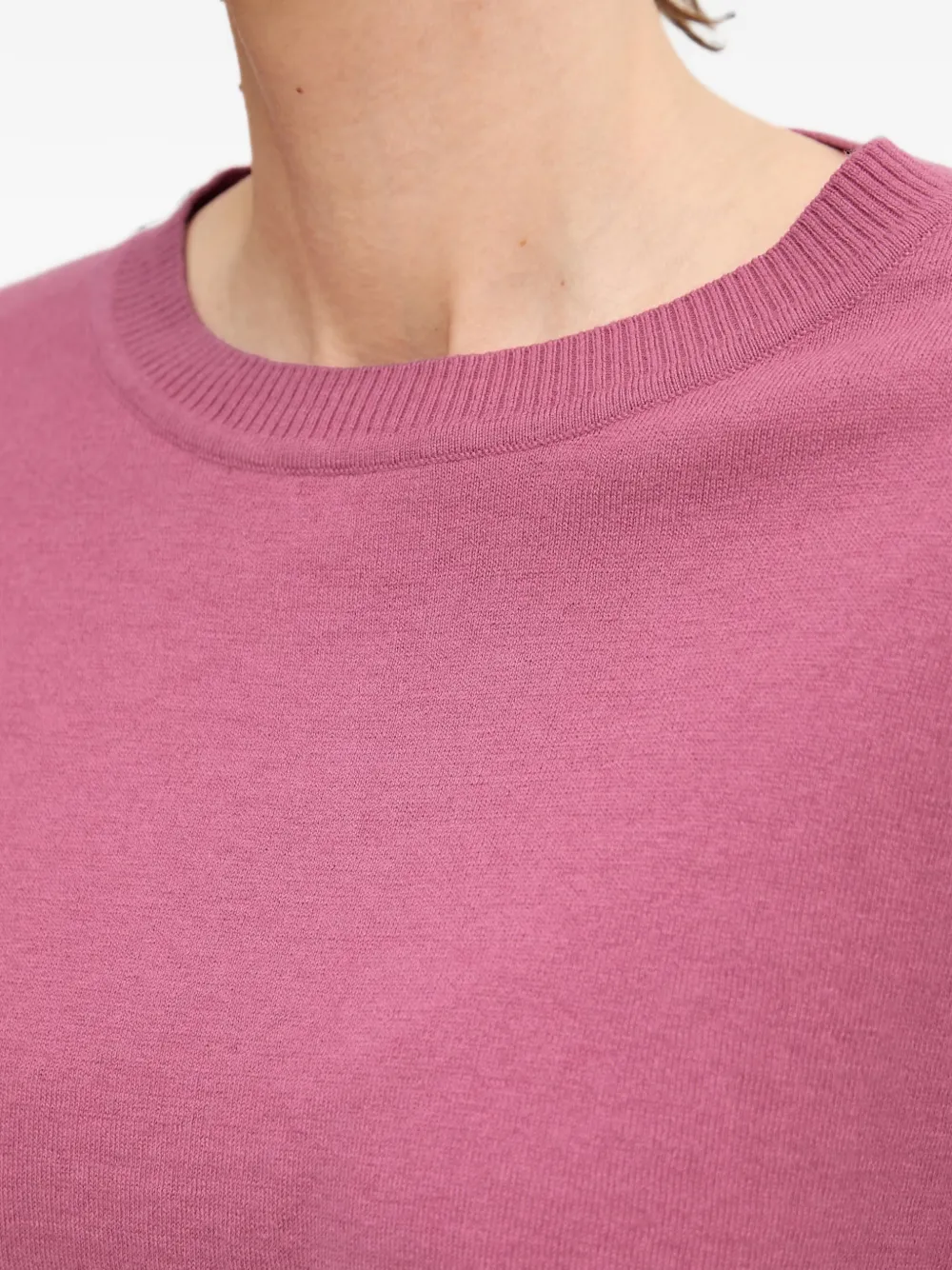 Benetton Trui met geribbelde afwerking en cropped mouwen Roze