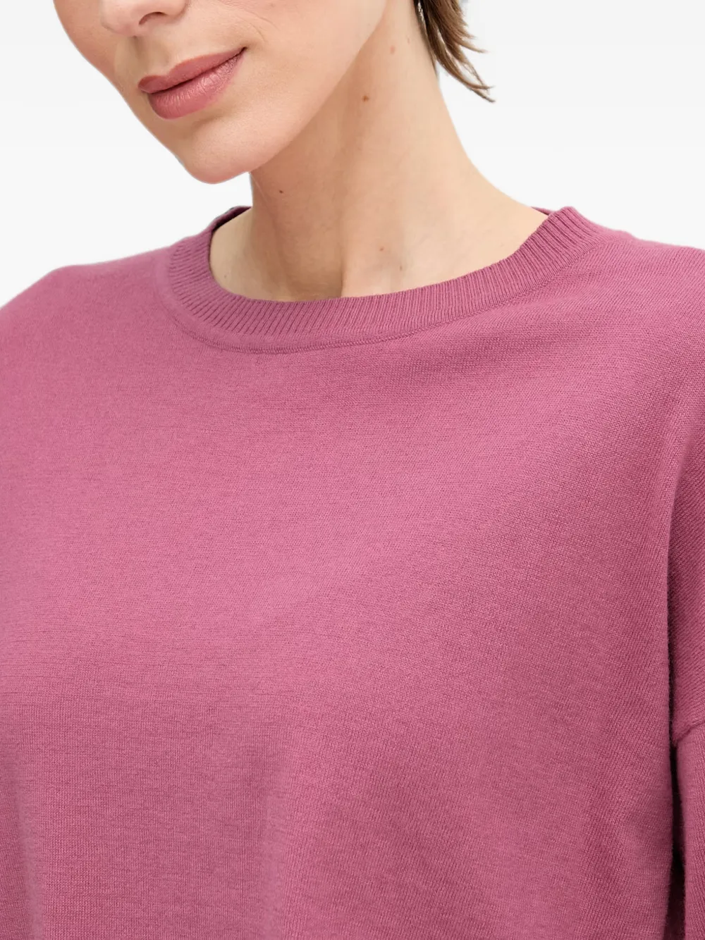 Benetton Trui met geribbelde afwerking en cropped mouwen Roze