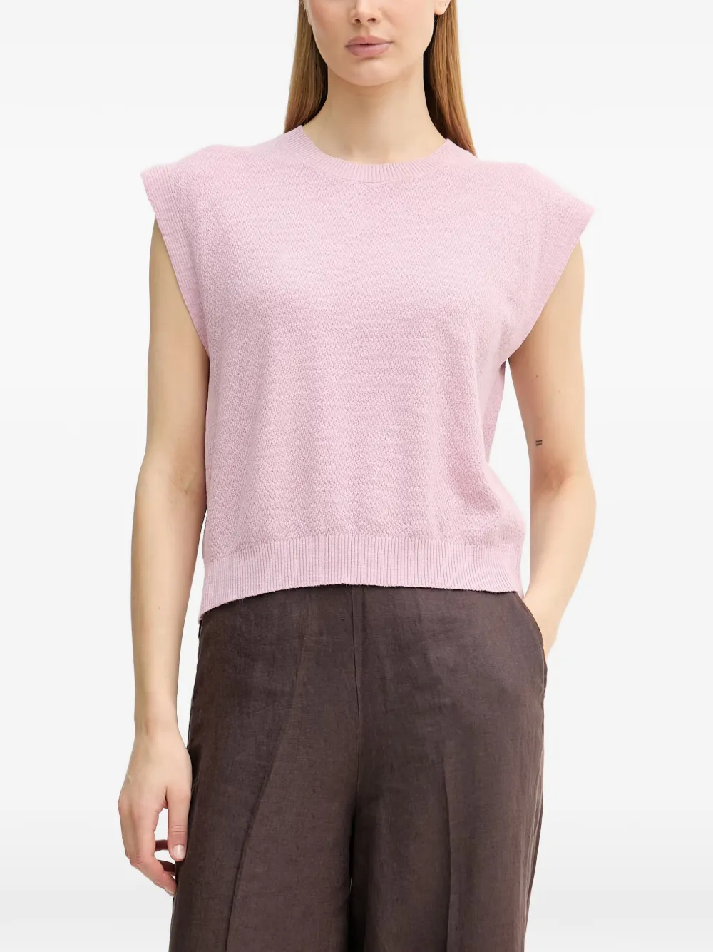 Benetton textured-knit sleeveless top - Rosa