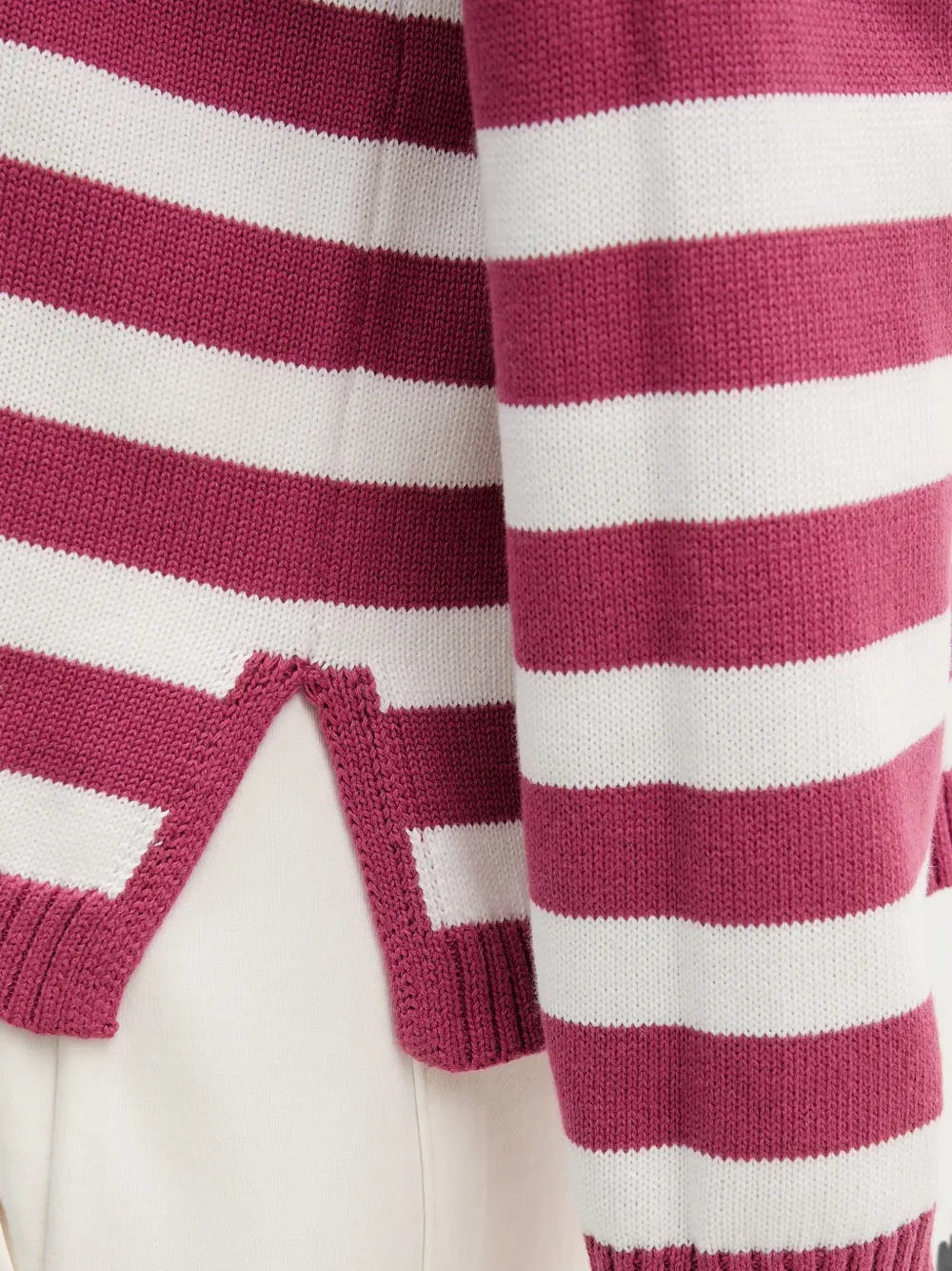 Benetton Gestreepte trui met zijsplit Roze