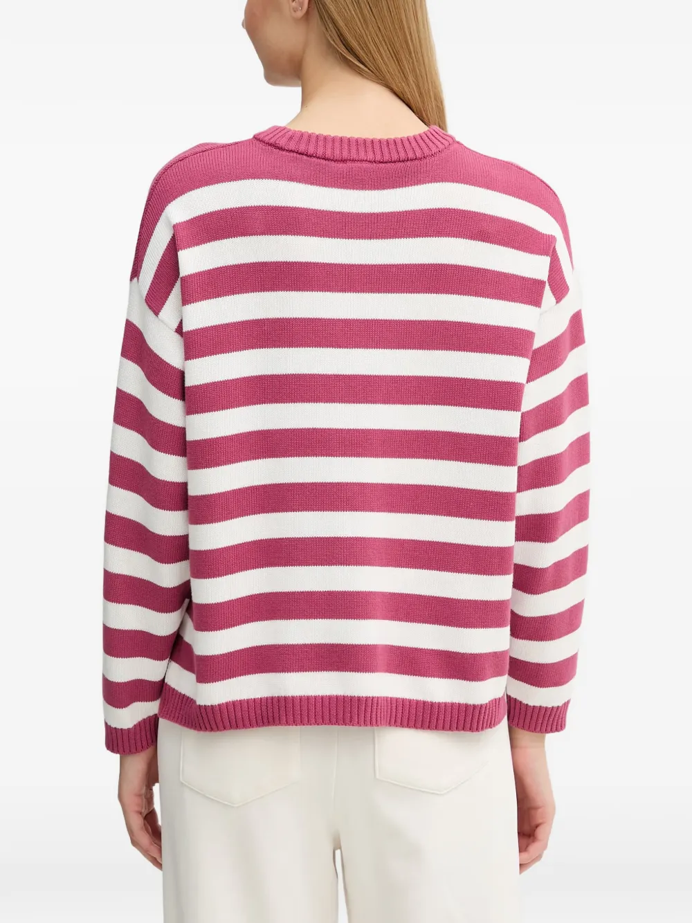 Benetton Gestreepte trui met zijsplit Roze