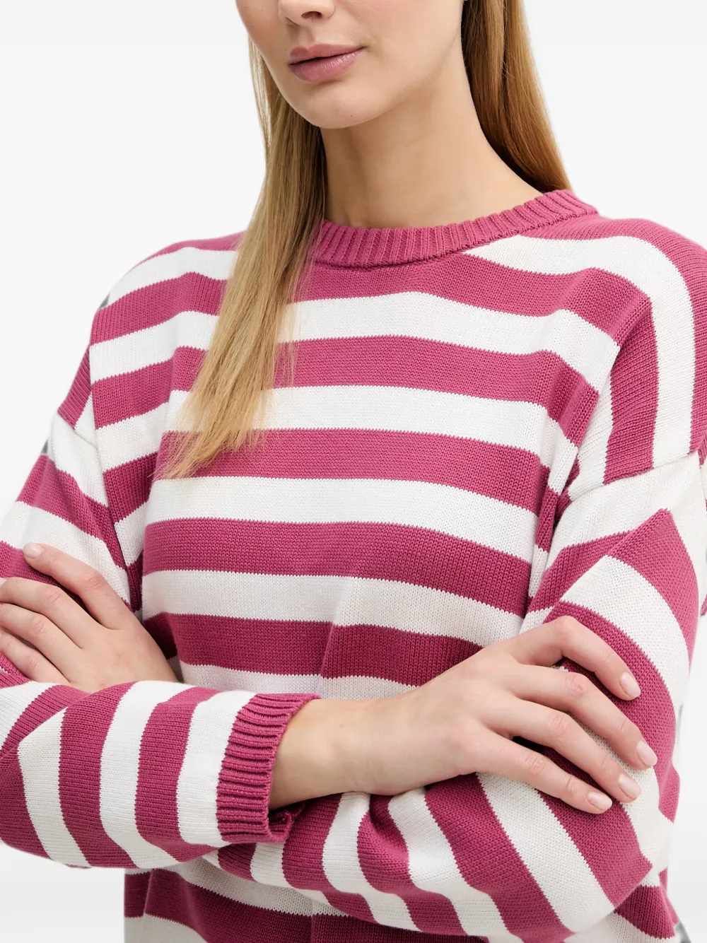 Benetton Gestreepte trui met zijsplit Roze