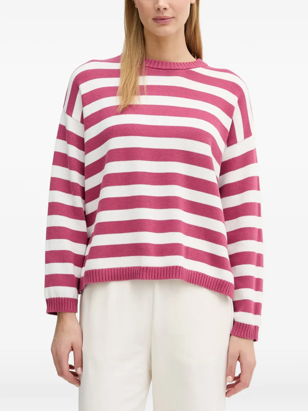 Benetton striped side-slit sweater - Rosa