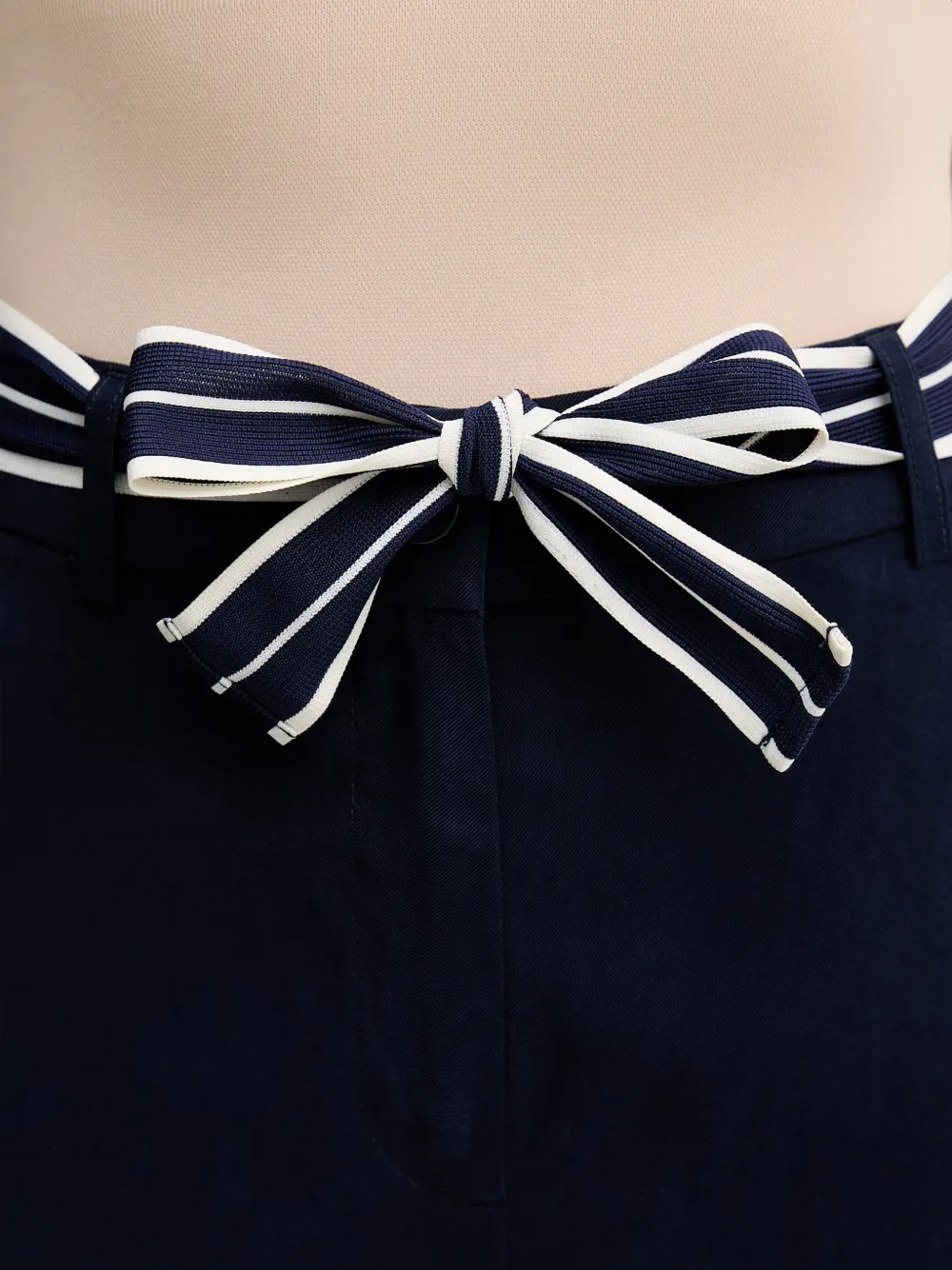 Benetton Broek met wijde pijpen en gestreepte ceintuur Blauw
