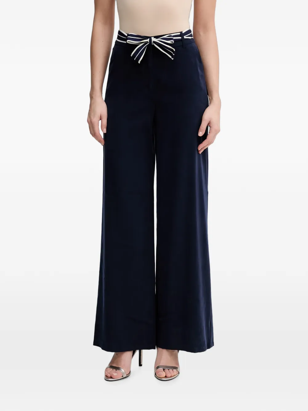 Benetton striped-belt wide-leg trousers