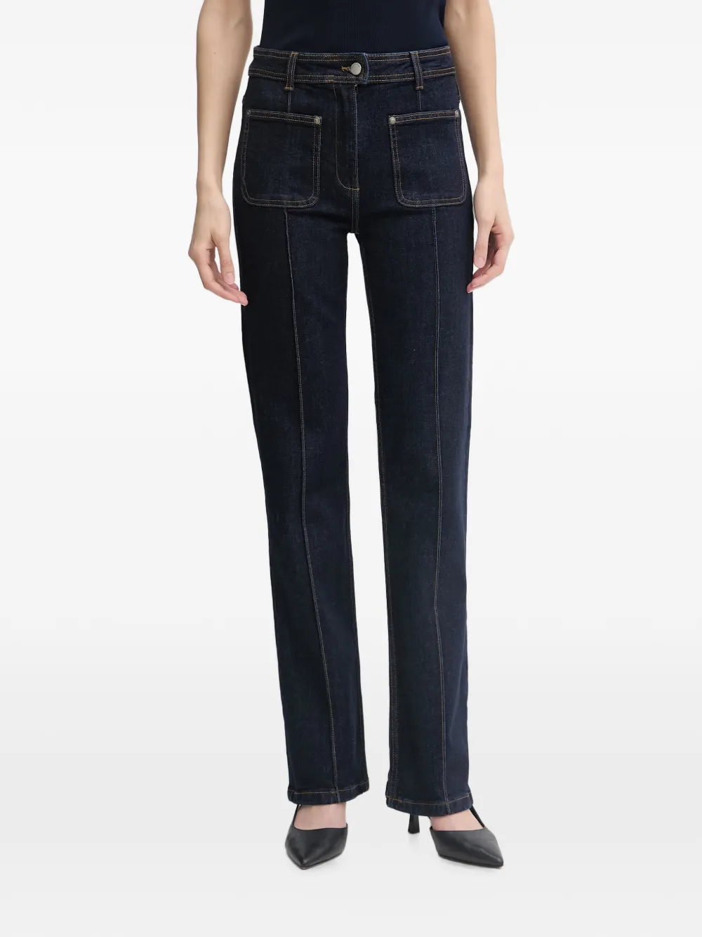 Benetton patch-pocket pressed-crease jeans - Blu