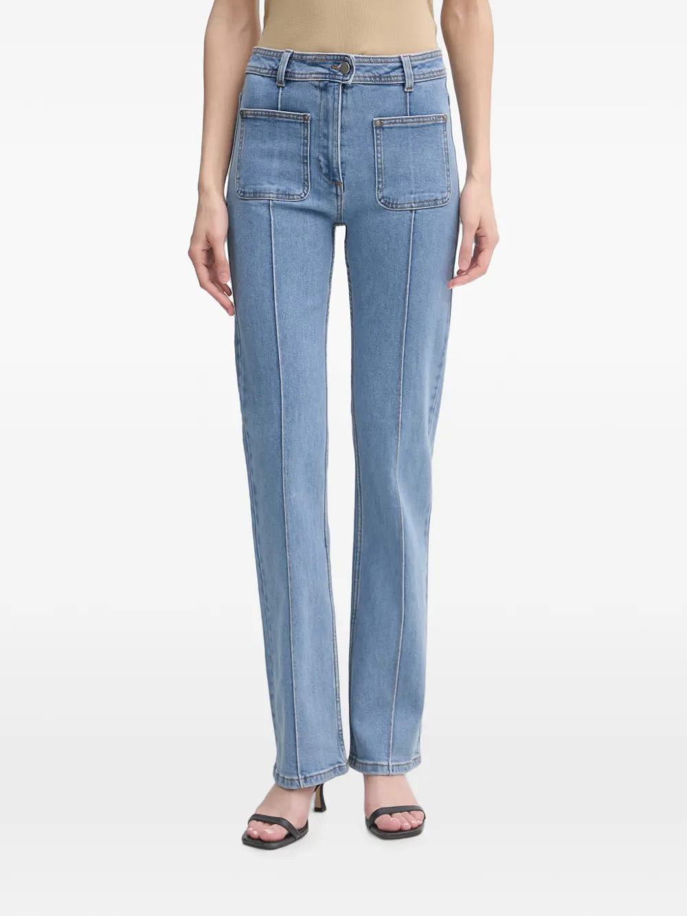Benetton patch-pocket seamed jeans - Blu