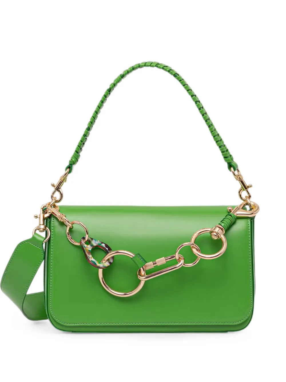Benetton Be Bag woven-handle chain-link shoulder bag - Verde