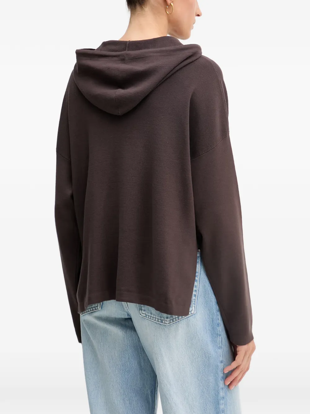 Benetton Hoodie met trekkoord en zijsplit Bruin