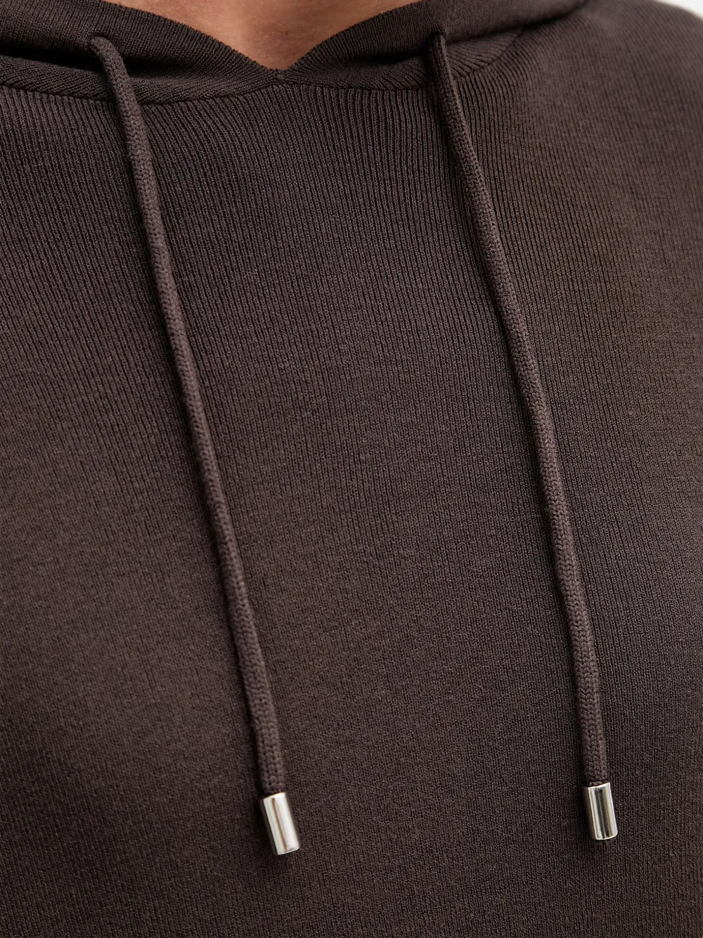 Benetton Hoodie met trekkoord en zijsplit Bruin