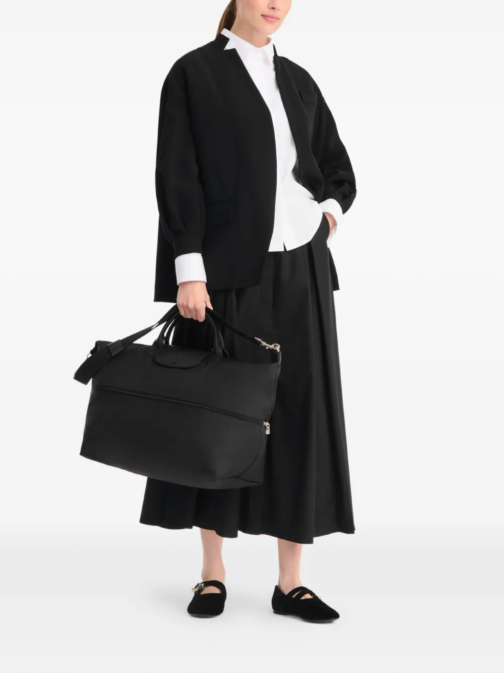Longchamp Le Pliage One S uitbreidbare reistas Zwart