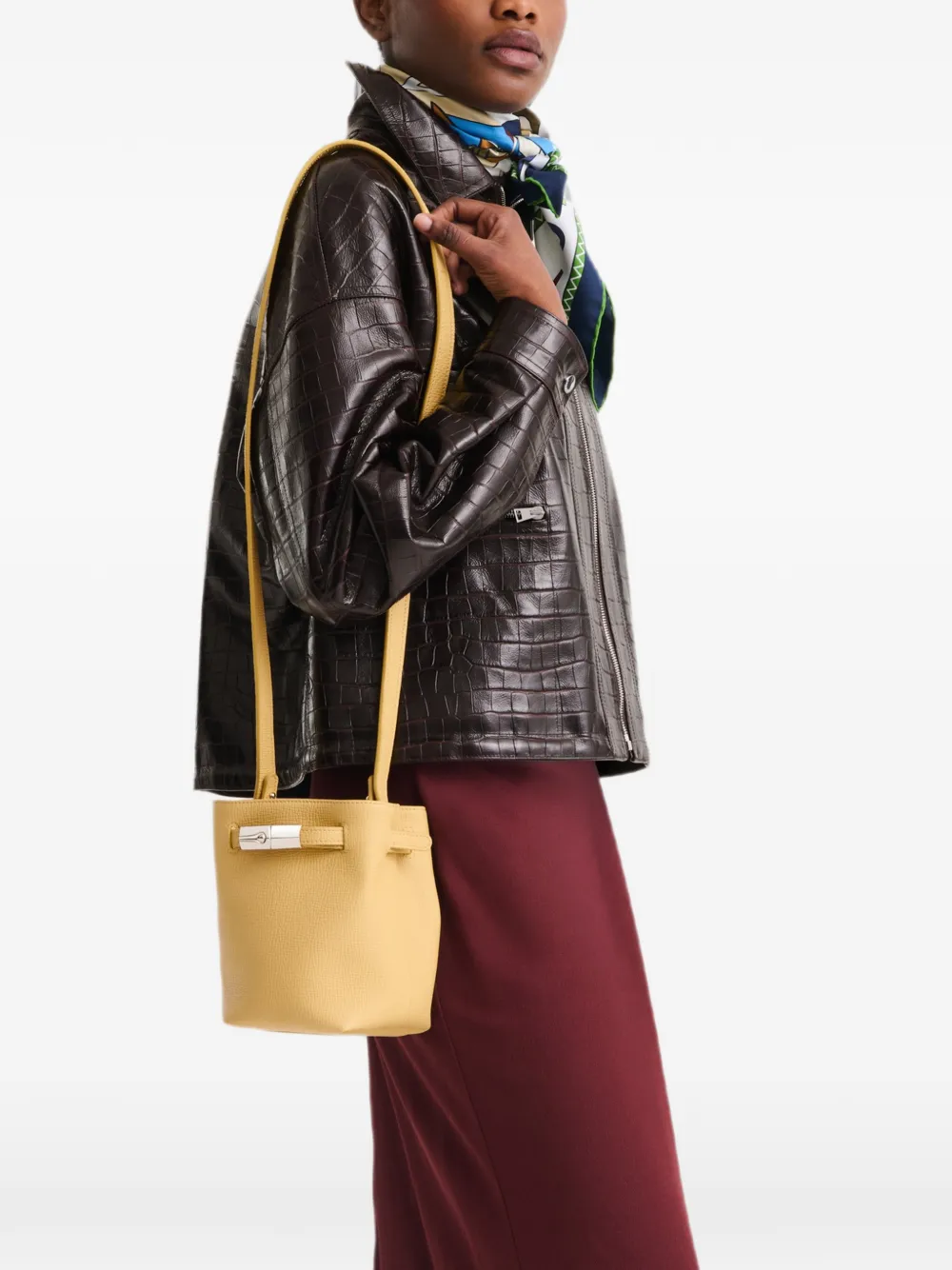 Longchamp Le Smart XS bucket-tas Geel